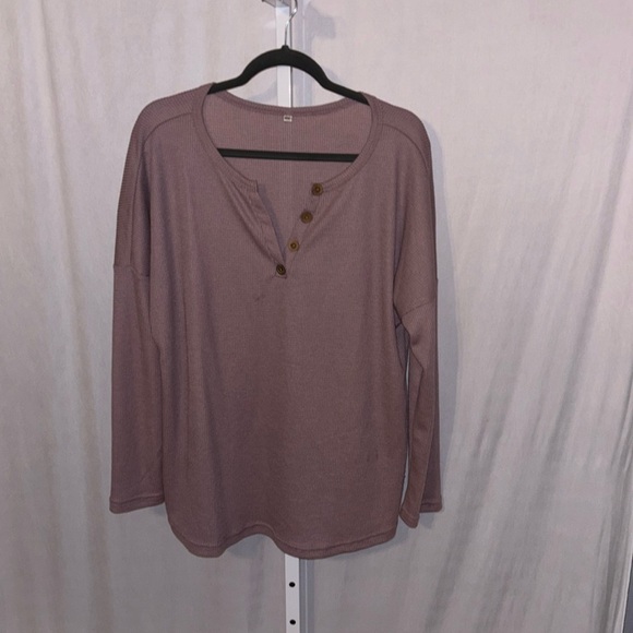 Mauve Thermal Look Long Sleeve Pullover XXL - Picture 1 of 9